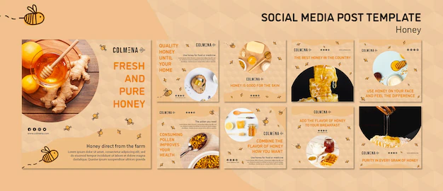 Free PSD | Honey shop social media post template