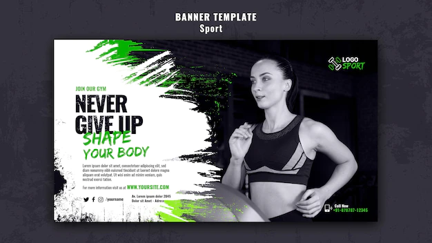 Free PSD | Horizontal banner for exercise and gym training
