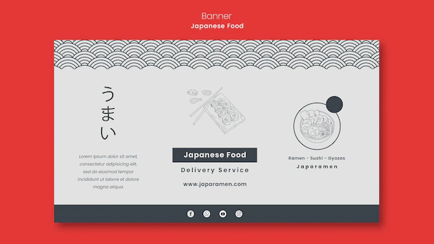Free PSD | Horizontal banner for japanese food restaurant