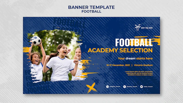 Free PSD | Horizontal banner for kids football training