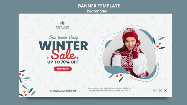 Free PSD | Horizontal banner for winter sale