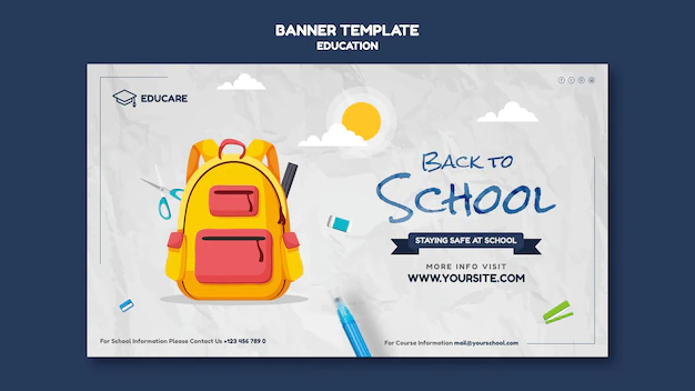 Free PSD | Horizontal banner template for back to school