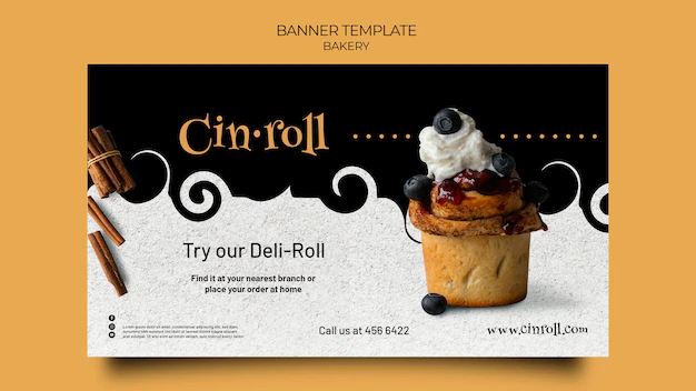 Free PSD | Horizontal banner template for bakery shop