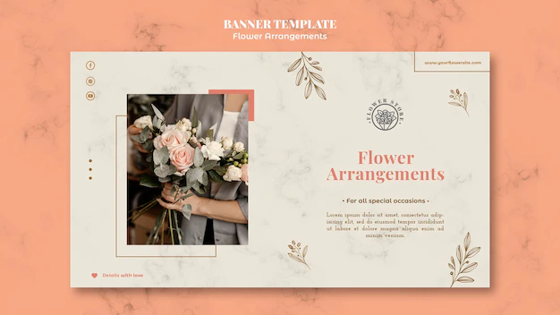 Free PSD | Horizontal banner template for floral arrangements shop