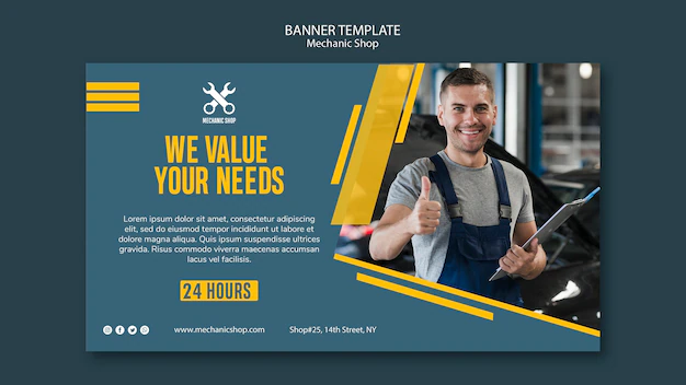 Free PSD | Horizontal banner template for mechanic profession