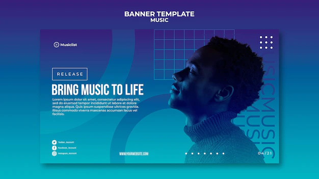 Free PSD | Horizontal banner template for music lovers