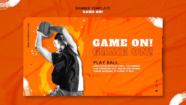 Free PSD | Horizontal banner template for playing basketball