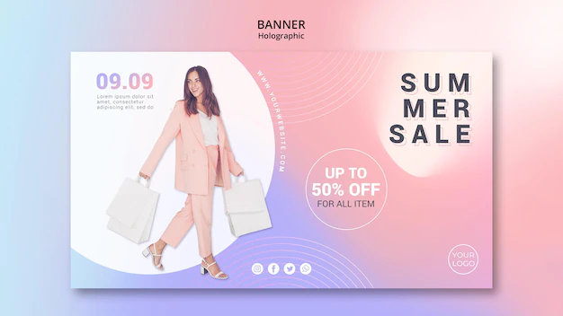 Free PSD | Horizontal banner template for summer sale