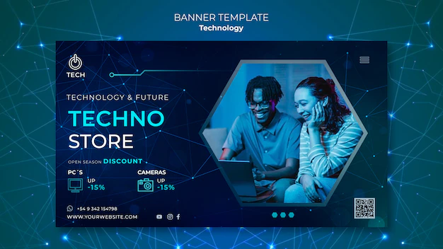 Free PSD | Horizontal banner template for techno store