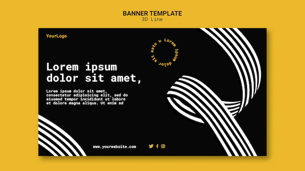 Free PSD | Horizontal banner template with three-dimensional lines