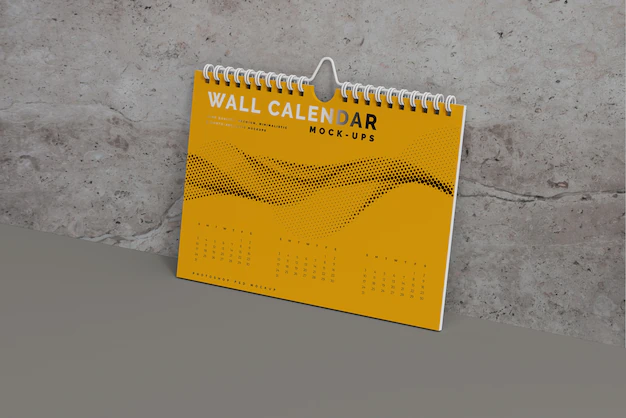 Free PSD | Horizontal wall calendar mockup