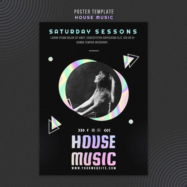 Free PSD | House music poster template