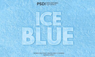 Free PSD | Ice blue  color text effect