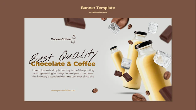 Free PSD | Ice coffee chocolate banner with photo
