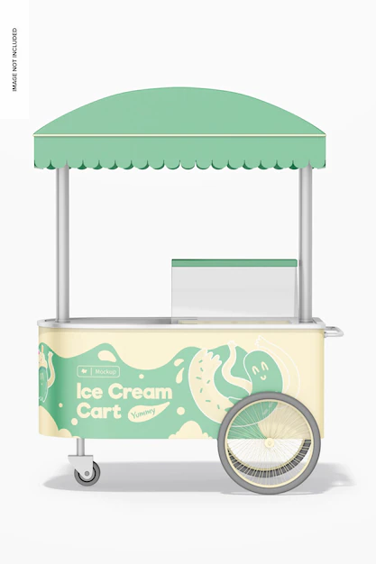 Free PSD | Ice cream cart mockup, side view