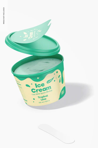 Free PSD | Ice cream cup with spoon mockup