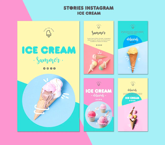 Free PSD | Ice cream instagram stories