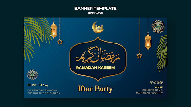 Free PSD | Illustrated ramadan banner template