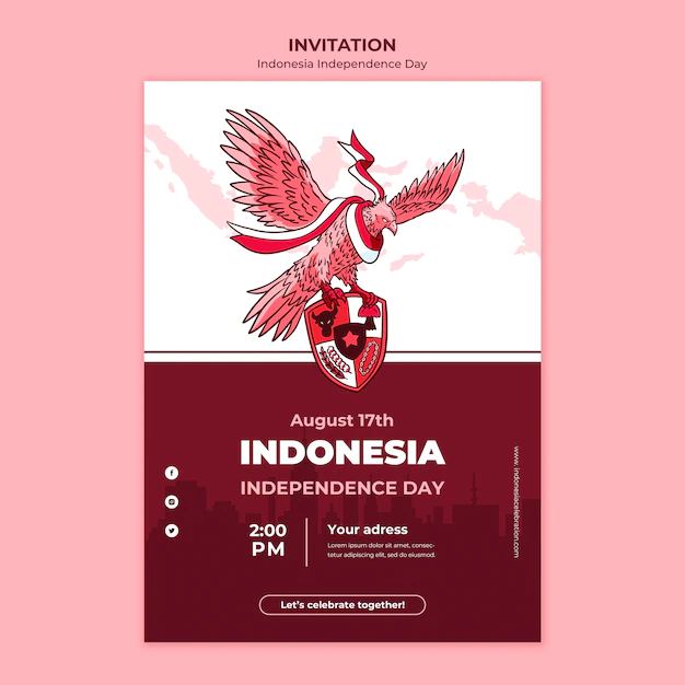 Free PSD | Indonesia independence day invitation template