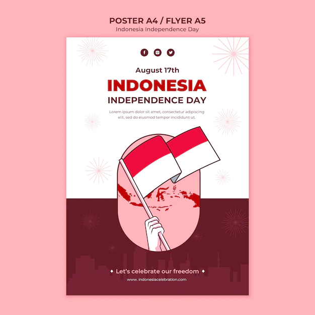 Free PSD | Indonesia independence day vertical poster template