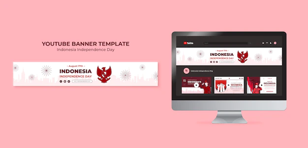 Free PSD | Indonesia independence day youtube banner template