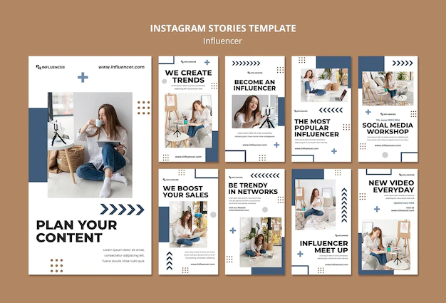 Free PSD | Influencer social media stories template with photo