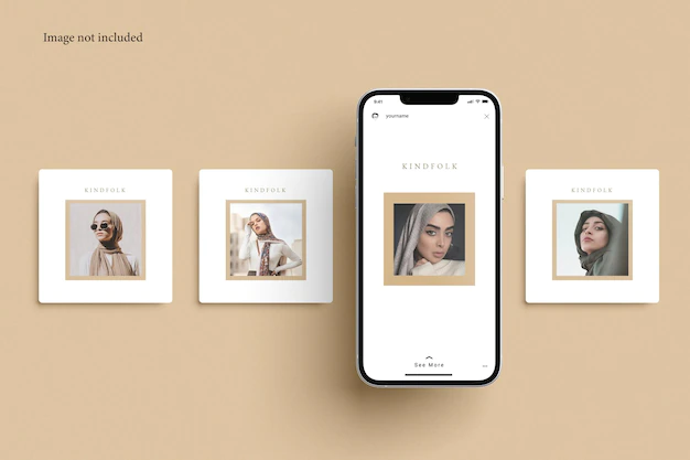 Free PSD | Instagram post with smartphone mockup