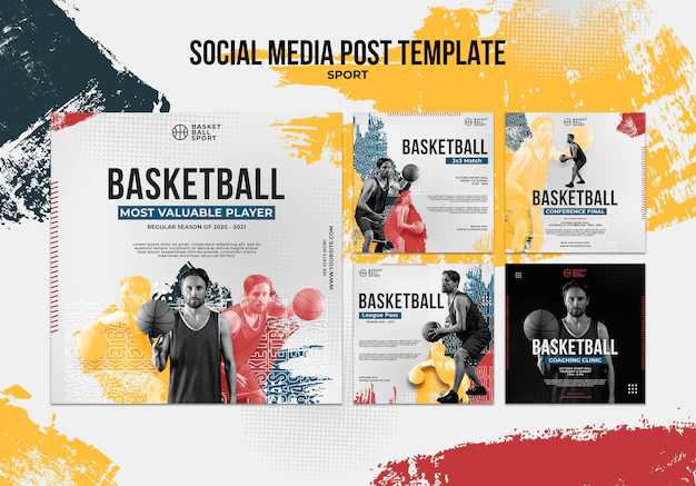 Free PSD | Instagram posts collection for basketball with male player