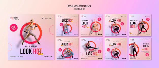 Free PSD | Instagram posts collection for fitness and exercise
