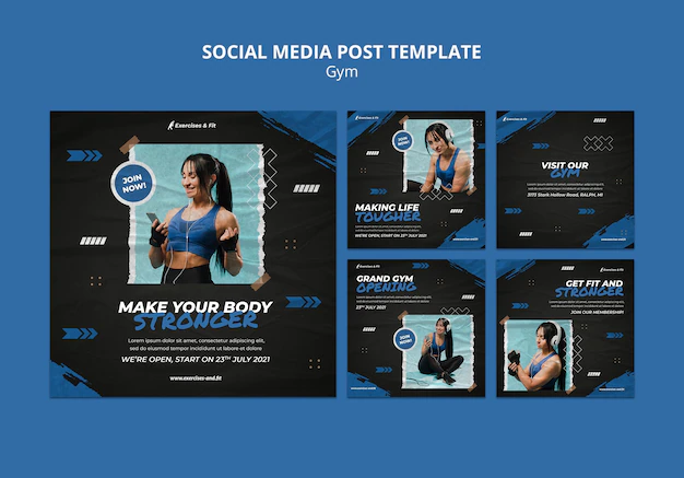 Free PSD | Instagram posts collection for gym with female athlete