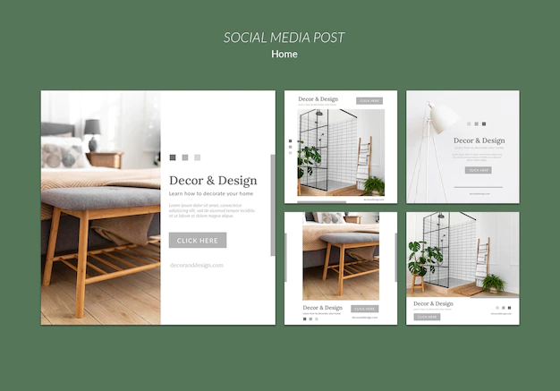 Free PSD | Instagram posts collection for home decor and design