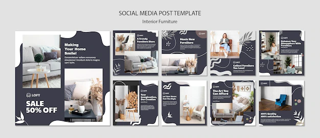 Free PSD | Instagram posts collection for interior design furniture