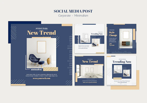 Free PSD | Instagram posts collection for interior design