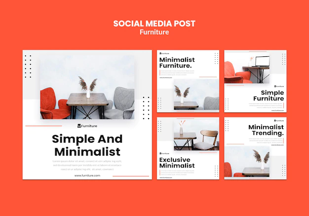 Free PSD | Instagram posts collection for minimalist furniture designs
