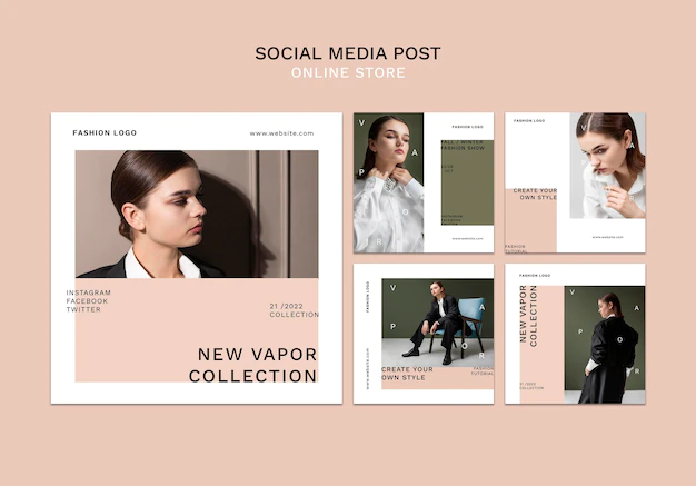 Free PSD | Instagram posts collection for minimalistic online fashion store