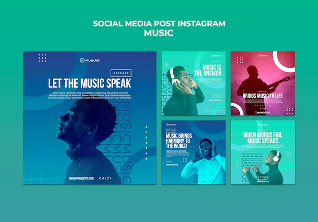 Free PSD | Instagram posts collection for music lovers