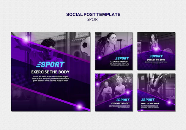 Free PSD | Instagram posts collection for sporting activities