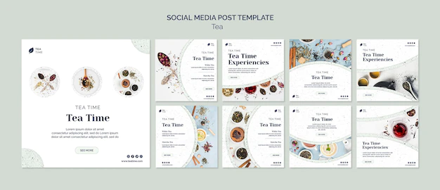 Free PSD | Instagram posts collection for tea time