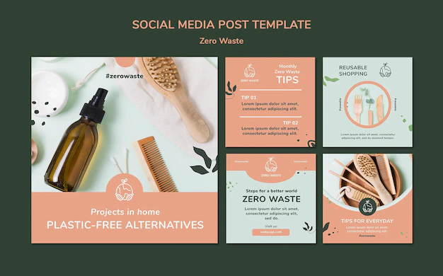 Free PSD | Instagram posts collection for zero waste lifestyle