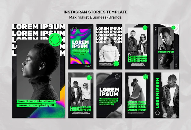 Free PSD | Instagram stories collection for maximalist business