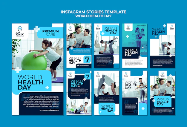 Free PSD | Instagram stories collection for world health day