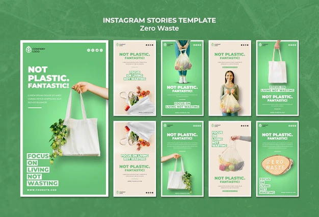 Free PSD | Instagram stories collection for zero waste
