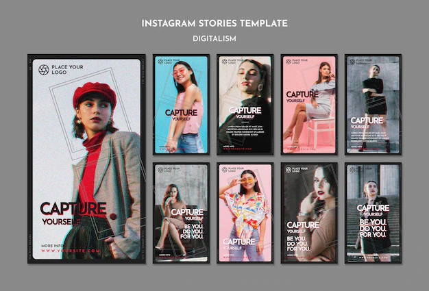 Free PSD | Instagram stories pack for capture yourself theme