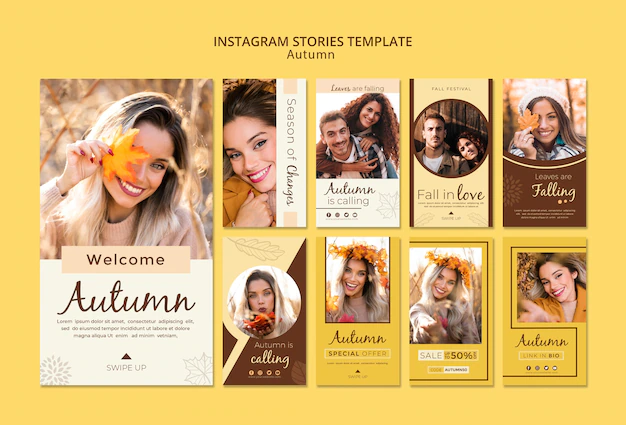 Free PSD | Instagram stories template for autumn photos and girls