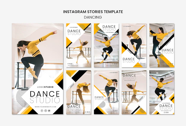 Free PSD | Instagram stories template with dance studio