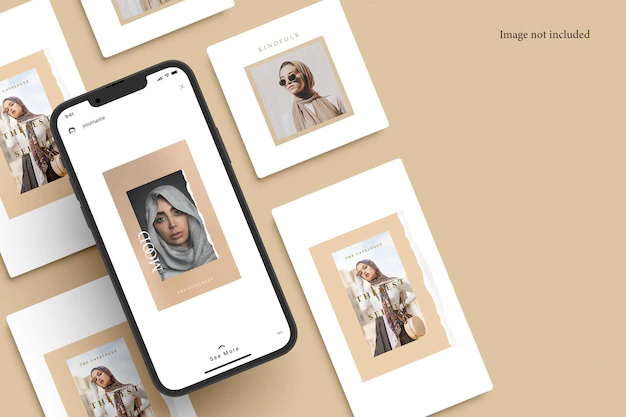 Free PSD | Instagram story and post with smartphone mockup