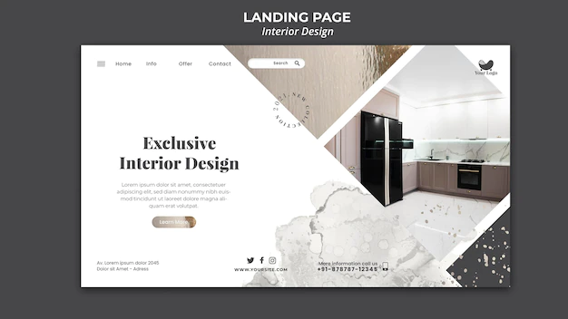 Free PSD | Interior design template landing page