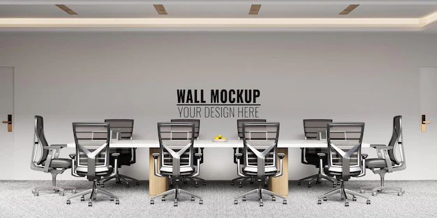 Free PSD | Interior modern office meeting room wall mockup