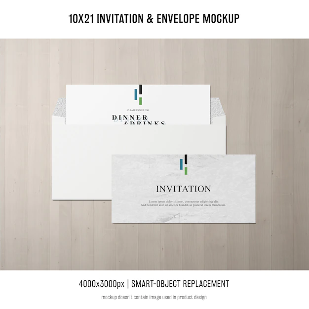 Free PSD | Invitation and envelope mockup