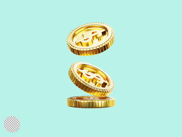 Free PSD | Isolated of us dollar coins stacking 3d render illustration technical concept